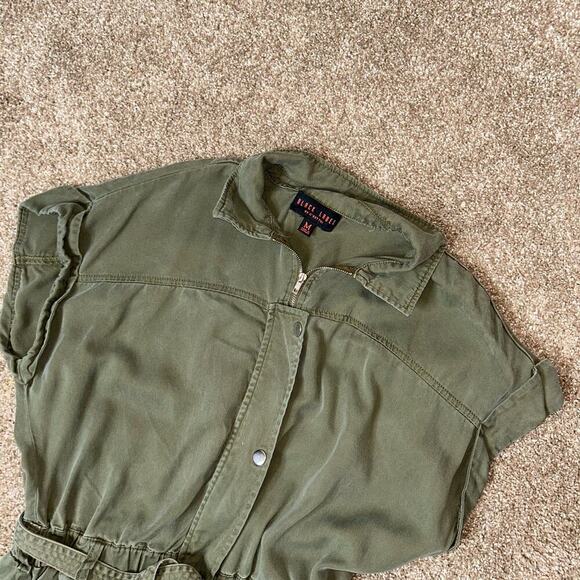 Black label by c'est toi jumpsuit olive green belted army SZ M jogger ankle - Picture 9 of 9